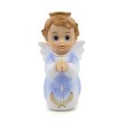 Imagem Anjo da Guarda Rezando Azul Importado Resina 16 cm
