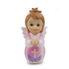Imagem Anjo da Guarda Rezando Rosa Importado Resina 16 cm