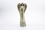 Imagem Anjo Dourado Renda Prateada Rezando Resina 21 cm