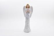 Imagem Anjo Floral Rezando Branco Resina 27 cm