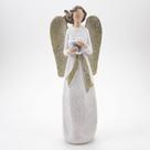 Imagem Anjo Rosto Liso Coração Branco Resina 20 cm Imagem Anjo Rosto Liso Coração Branco Resina 20 cm