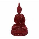 Imagem Buda Meditando Vermelho Escultura Resina 13 cm