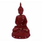 Imagem Buda Meditando Vermelho Escultura Resina 13 cm