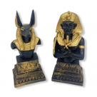 Imagem Busto de Tutankamon e Anúbis Escultura Resina 15 cm