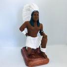 Imagem Caboclo Pena Branca Escultura Resina Estatua 23 Cm