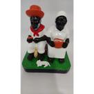 Imagem Casal Preto Velho Escultura Gesso Estatua 20 Cm