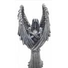 Imagem Castiçal Anjo Negro Cinza Escultura Resina 25 cm
