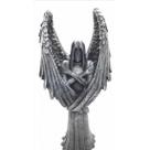 Imagem Castiçal Anjo Negro Cinza Escultura Resina 25 cm