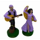 Imagem Ciganos Casal Lilás Escultura Resina Estatua 11 Cm