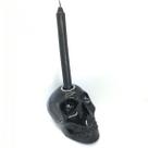 Imagem Crânio Porta Preto Velas Escultura Resina 10 cm