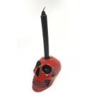 Imagem Cranio Porta Velas Vermelho Escultura Resina Estatua 10 Cm