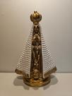 Imagem de Nossa Senhora Aparecida de Gesso Com Linda Saia e Pintura na Cor Pérola e Bege