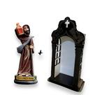 Imagem De São Longuinho De 12cm Em Resina Com Capela Oratorio Madeira MDF
