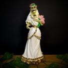 Imagem em gesso esqueleto com vestido branco 24cm Imagem em gesso esqueleto com vestido branco 24cm