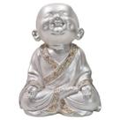 Imagem Estátua Buda Sorridente Monge Chinês Branco Perolado