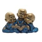 Imagem estatua decoração Trio Buda Sábios Bebê Bronze Envelhecido gesso