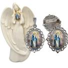 Imagem Estatua Nossa Senhora das Graças Com Relicario Metal Broche Resinado Decoração Casa Capelinha Cantinho de oração Imagem Estatua Nossa Senhora das Graças Com Relicario Metal Broche Resinado Decoração Casa Capelinha Cantinho de oração