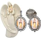 Imagem Estatua Nossa Senhora Salete Com Relicario Metal Broche Resinado Decoração Casa Capelinha Cantinho de oração Cat