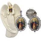 Imagem Estatua Santa Ana Com Relicario Metal Broche Resinado Decoração Casa Capelinha Cantinho de oração Catolica