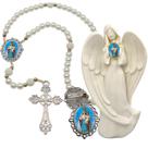 Imagem Estatua Santa Helena Com Terço de Luxo e Broche Resinado Decoração Casa Capelinha Cantinho de oração Catolica