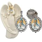 Imagem Estatua Santa Teresa de Calcutá Com Relicario Metal Broche Resinado Decoração Casa Capelinha Cantinho de oração