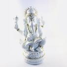 Imagem Ganesha Sabedoria Branco Escultura Resina Estatua 17 Cm