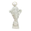 Imagem Nossa Senhora do Sorriso Esplendor Resina Branca Delicado Decoração Religiosa Devoção