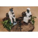 Imagem Pretos Velhos Casal Escultura Resina Estatua 15 Cm