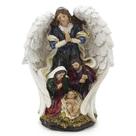 Imagem Sagrada Família Anjo Asa Branca Importada Resina 13 cm