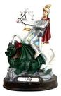Imagem São Jorge Resina Premium 15cm Estatua Religiosa Cor Branco