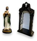Imagem São Lucas Resina 15cm E Oratorio Madeira Capela Mdf