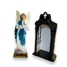 Imagem São Rafael Arcanjo 15Cm Em Resina Com Capela Oratorio Madeira MDF