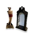 Imagem São Sebastião 15cm Em Resina Com Capela Oratorio Madeira MDF