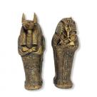 Imagem Sarcofagos Tutankamon Anúbis Escultura Resina 17cm