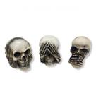 Imagem Trio Crânios Cor Marfim Escultura Resina 6 cm