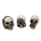 Imagem Trio Crânios Cor Marfim Escultura Resina 6 cm