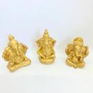 Imagem Trio Ganesh Dourado Escultura Resina 07 cm Imagem Trio Ganesh Dourado Escultura Resina 07 cm