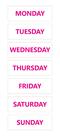 Ímãs de Calendário DCM Solutions - Dias da Semana Rosa