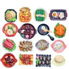 Ímãs de geladeira, 16 unidades de comida chinesa, resina 3D, refeição em miniatura