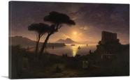 Impressão artística em tela, pintura emoldurada esticada, Baía de Nápoles