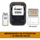 Impressora Bluetooth + 10 Rolos Etiquetas Adesivas 50x30 Impressora Bluetooth + 10 Rolos Etiquetas Adesivas 50x30