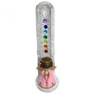 Incensario 7 Chakras Branco Anjinho Rosa 22 cm em Resina