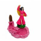 Incensário Cascata Cigana Rosa em Resina 13 Cm