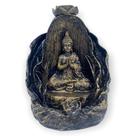 Incensário Cascata Folha Buda Dourado em Resina 10 Cm