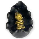 Incensário cascata Gruta Folha Buda Sonhador Dourado e preto 11 cm em resina - 47188 Incensário cascata Gruta Folha Buda Sonhador Dourado e preto 11 cm em resina - 47188