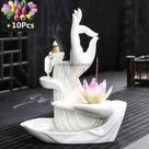Incensário Cascata Mão De Buda Mudra Com Flor De Lótus