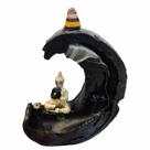 Incensário cascata meia lua com buda 17cm - un Incensário cascata meia lua com buda 17cm - un