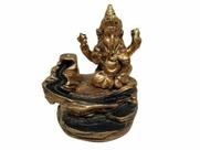 Incensario Cascata Pedra Ganesha Zen 2 Chakras de Resina Dourado Envelhecido - HP Decor