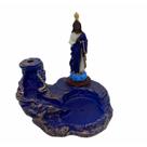 Incensário Cascata Santa Sara Azul em Resina 12 Cm