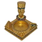 Incensário E Castiçal Faraó Bastet Nefertiti Resina Dourado